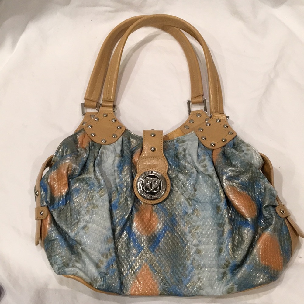 NEW Original Sharif leather snakeskin blue purse